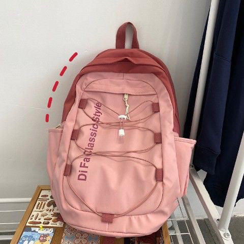 Schoolbag Girl Backpack Simple And Versatile Large Capacity High School Junior High School Student Backpack Pink 724GoShop