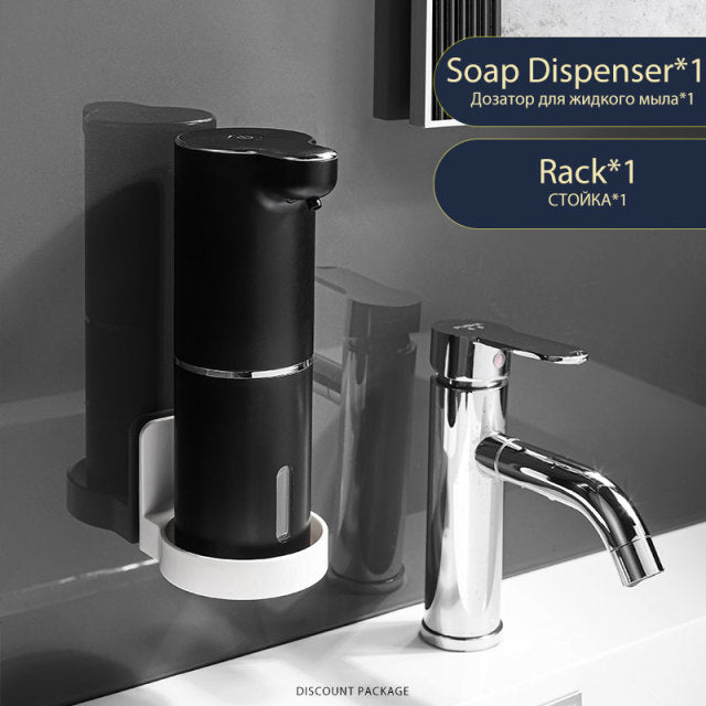 Automatic Foam Soap Dispensers Black with rack set 724GoShop