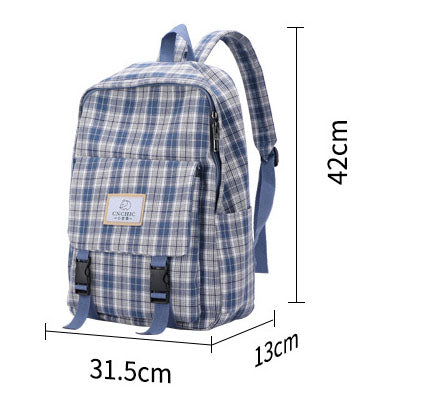 Stylish Plaid Schoolbag for High School and Junior High Students 724GoShop