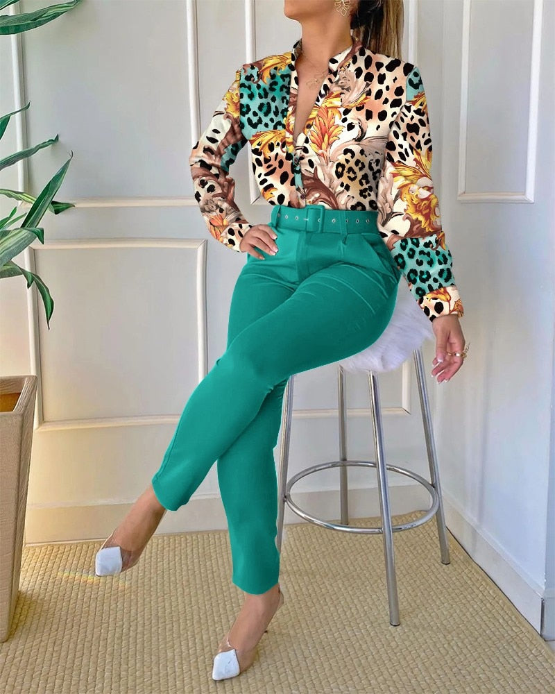 Women top bottom matching sets dark green XXL 724GoShop