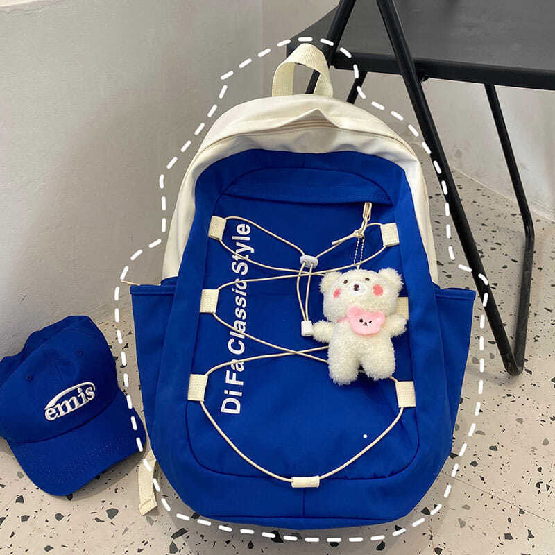 Schoolbag Girl Backpack Simple And Versatile Large Capacity High School Junior High School Student Backpack Blue 724GoShop