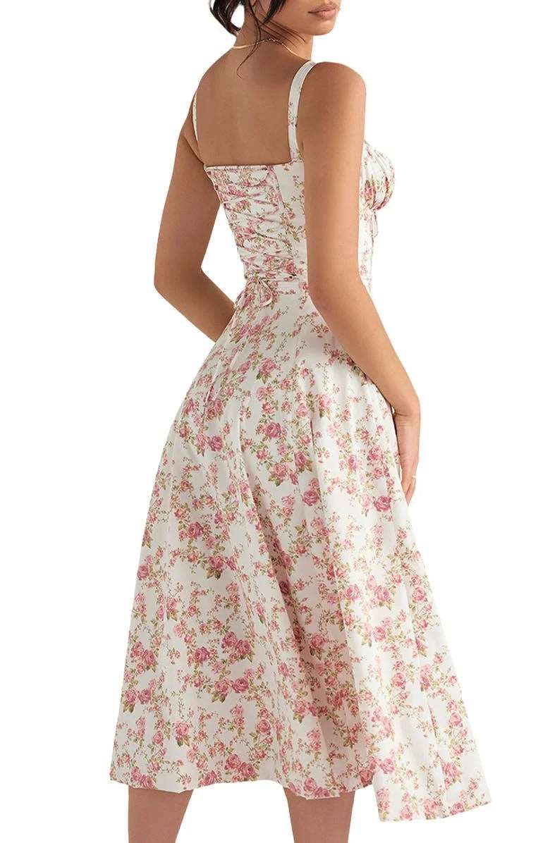 Floral Midriff Waist Shaper Dress 724GoShop