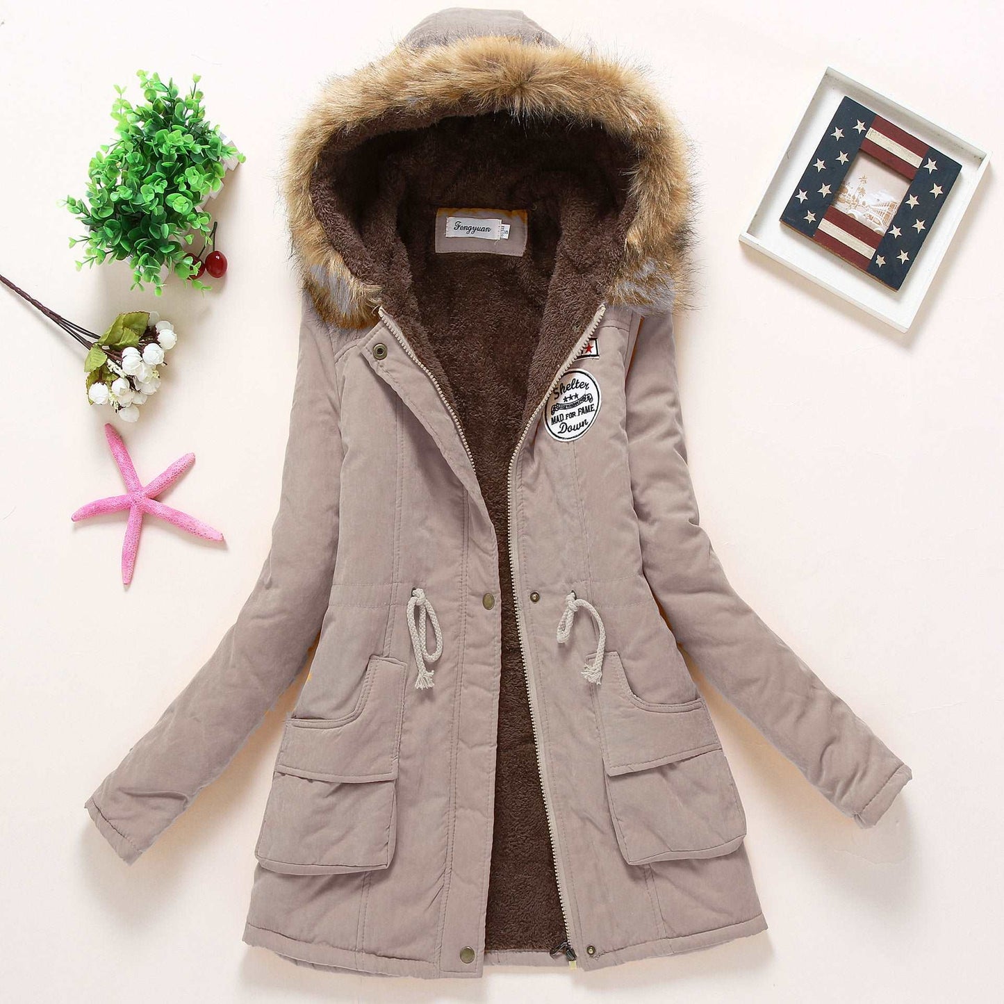 2023 Lady Fur Collar Long Hoodies Warm Jackets Plus Size Winter Coat Women Parka Jackets Casual Cotton Lining Knitted 1 724GoShop