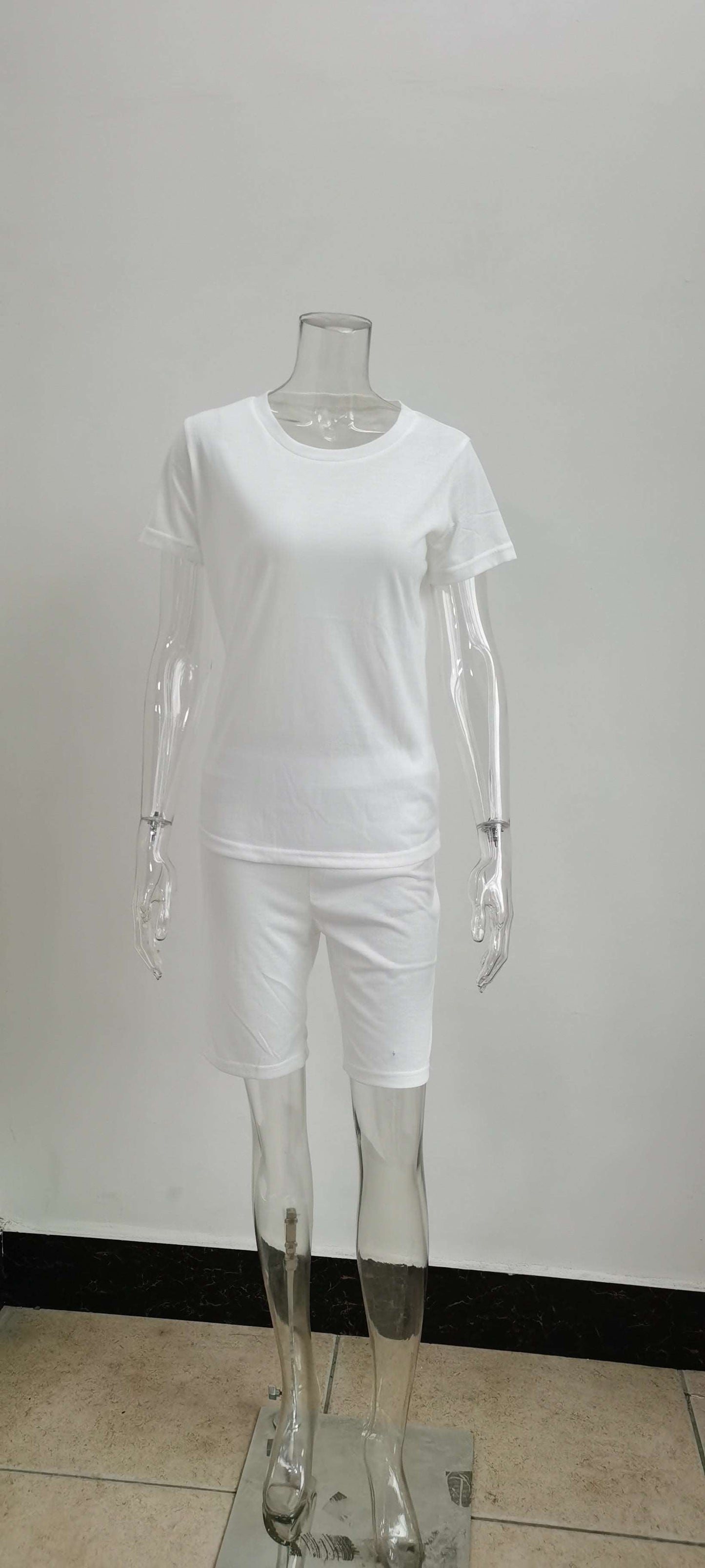 22ST0605 Women Clothing Cotton T Shirt sets 22ST0605 white 724GoShop