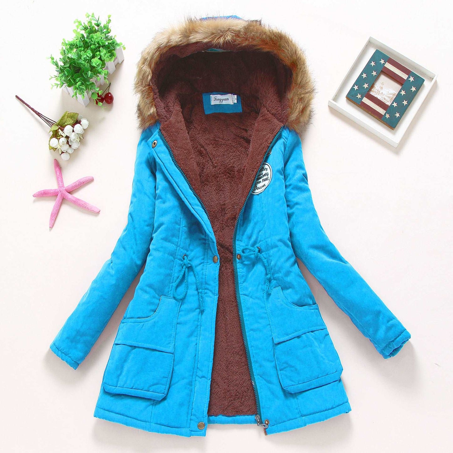 2023 Lady Fur Collar Long Hoodies Warm Jackets Plus Size Winter Coat Women Parka Jackets Casual Cotton Lining Knitted 15 724GoShop