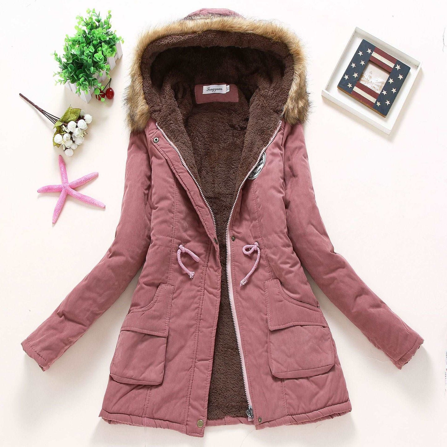 2023 Lady Fur Collar Long Hoodies Warm Jackets Plus Size Winter Coat Women Parka Jackets Casual Cotton Lining Knitted 8 724GoShop