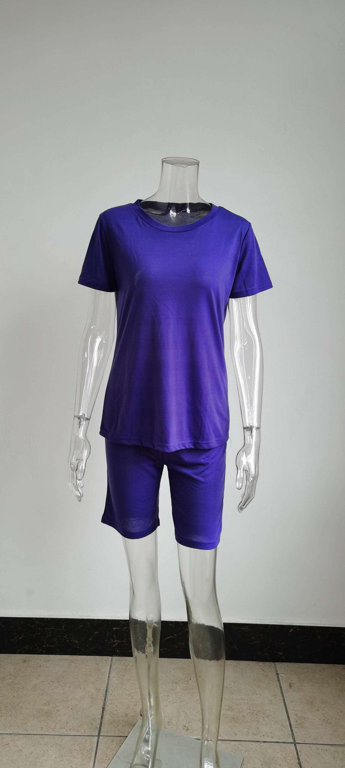 22ST0605 Women Clothing Cotton T Shirt sets 22ST0605 puple 724GoShop