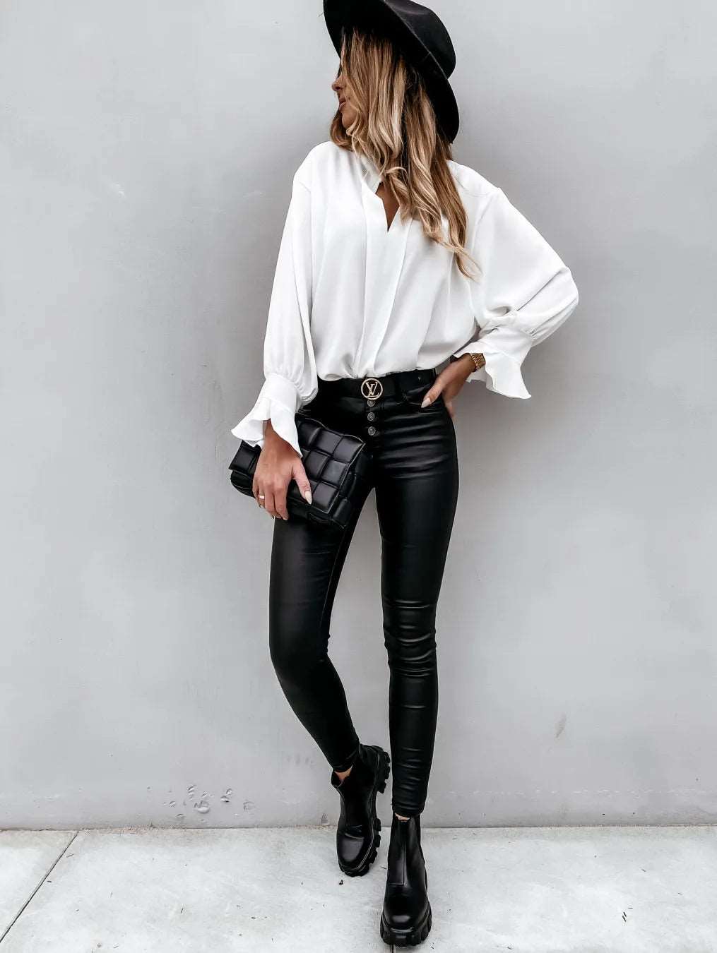 Long sleeve office lady blouse women shirt solid white chiffon formal bow women tops 724GoShop