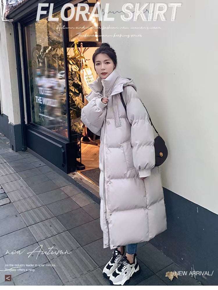 long jacket female knee winter jacket Beige 724GoShop