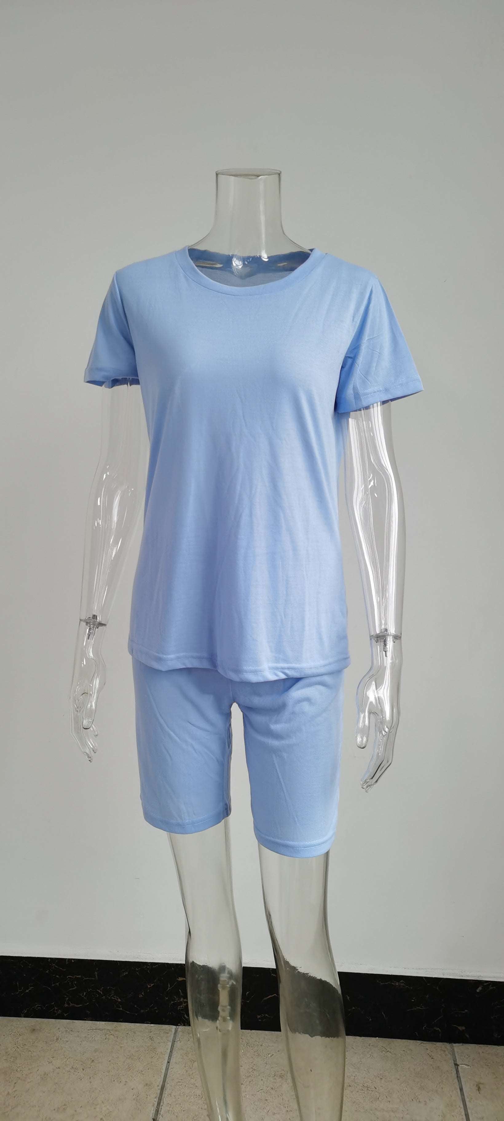 22ST0605 Women Clothing Cotton T Shirt sets 22ST0605 sky blue 724GoShop