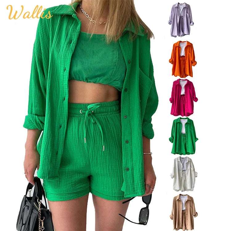 Female Sets Suit Casual Sleepwear Biker 2 Two Pieces Shorts Set Women 724GoShop