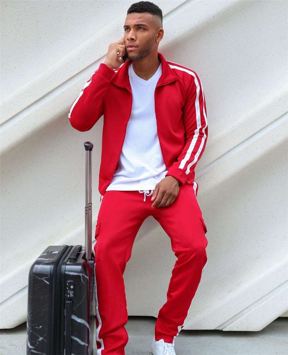 Premium Men's Nylon Sport Tracksuit: Elevate Your Active Style with Quality Set Red 724GoShop