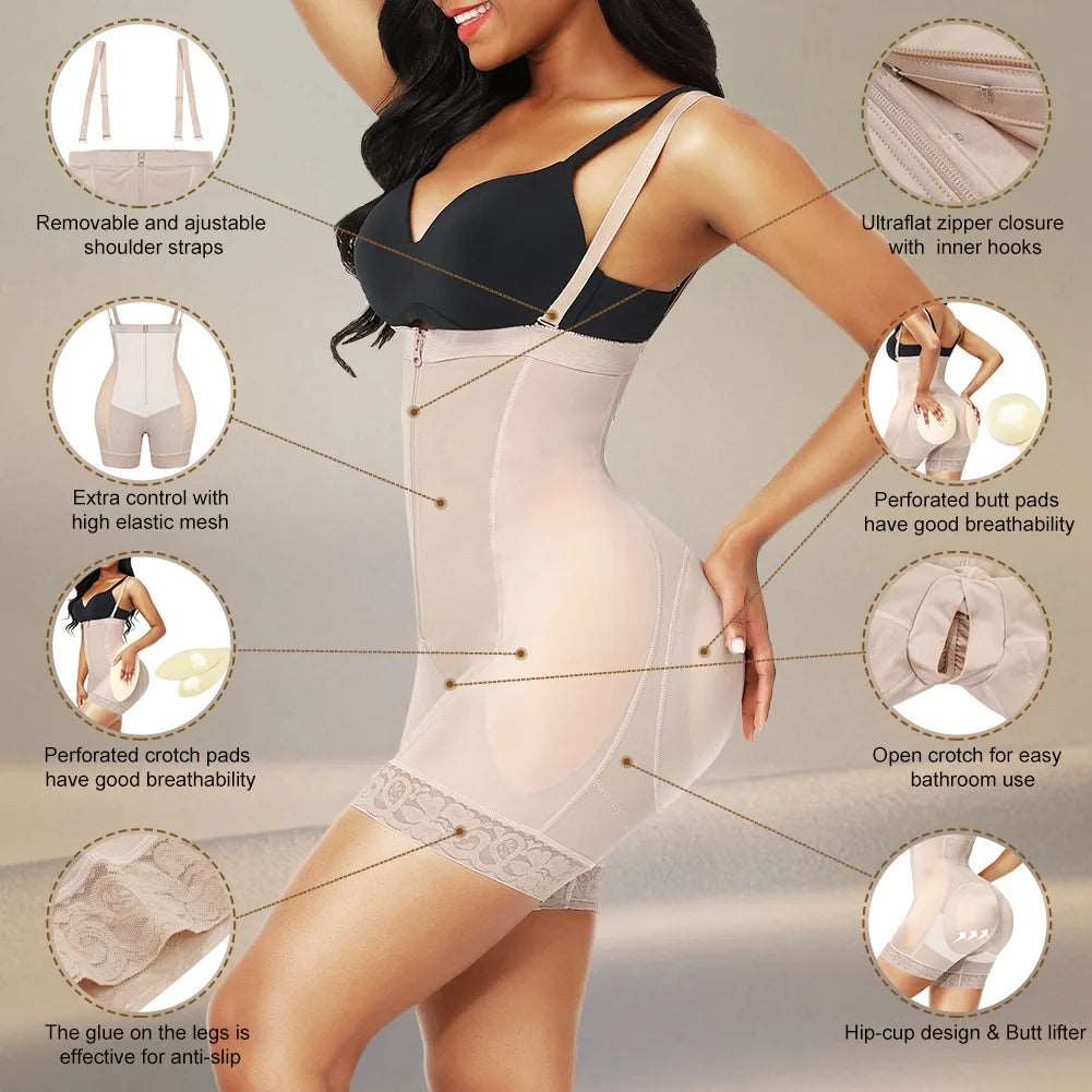 Dropshipping 2022 Bodysuit Zipper Tummy Slimming Corset Padded Shapewear For Women 724GoShop