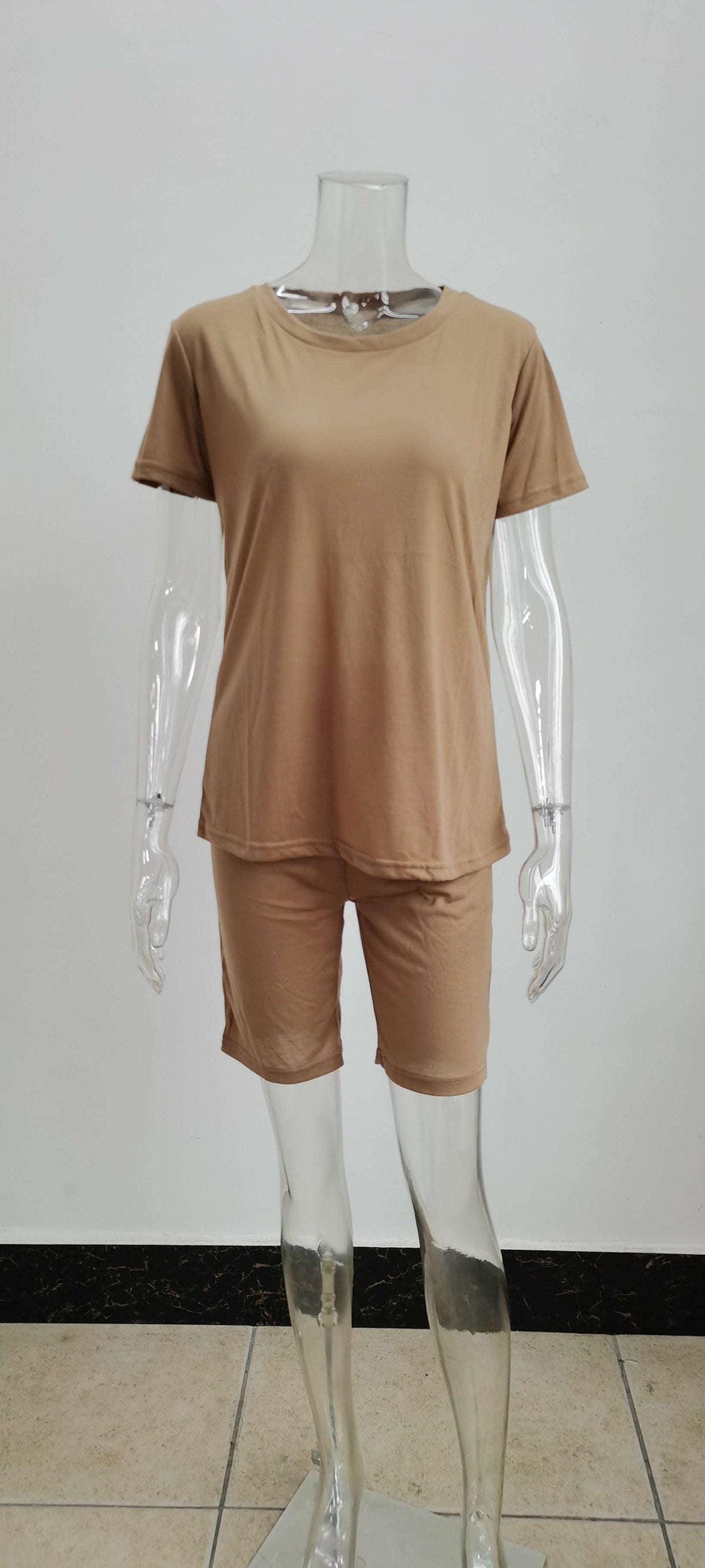 22ST0605 Women Clothing Cotton T Shirt sets 22ST0605 coffee 724GoShop