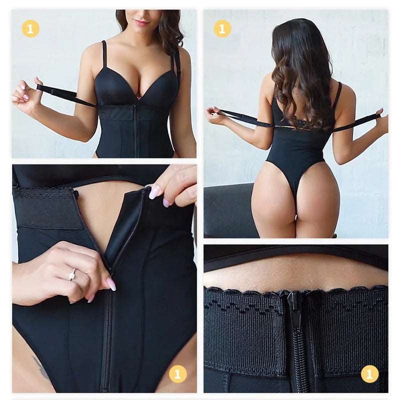 High Waist Brief Tummy Control Panties Thong Waist Trainer Body Shaper Strap Slimming Tummy Shapewear Panty Thong With Zipper 724GoShop