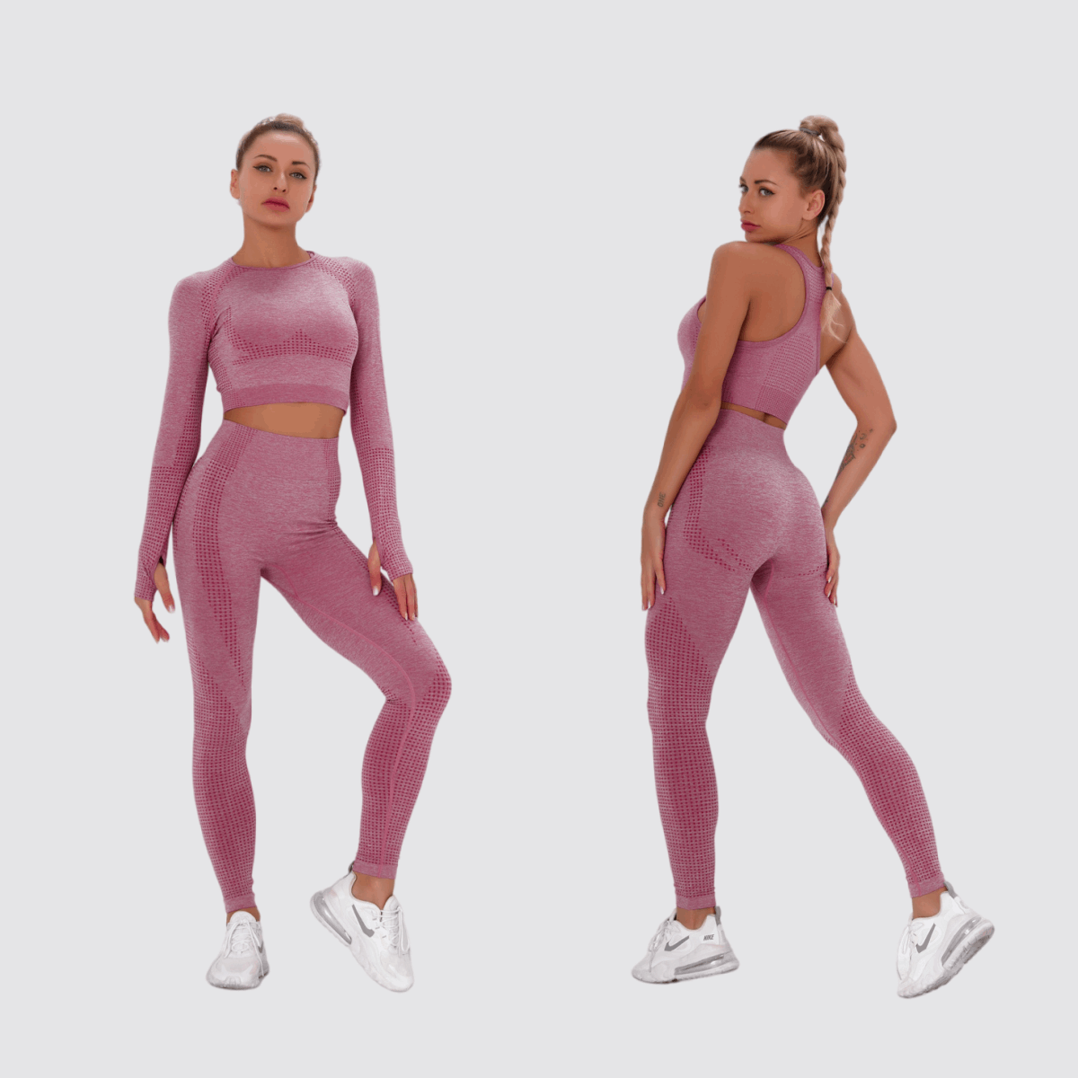 Ladies Stretchy Running Training Fitness Womens Gym Leggings High Waist Seamless 5 Piece Yoga Set 724GoShop