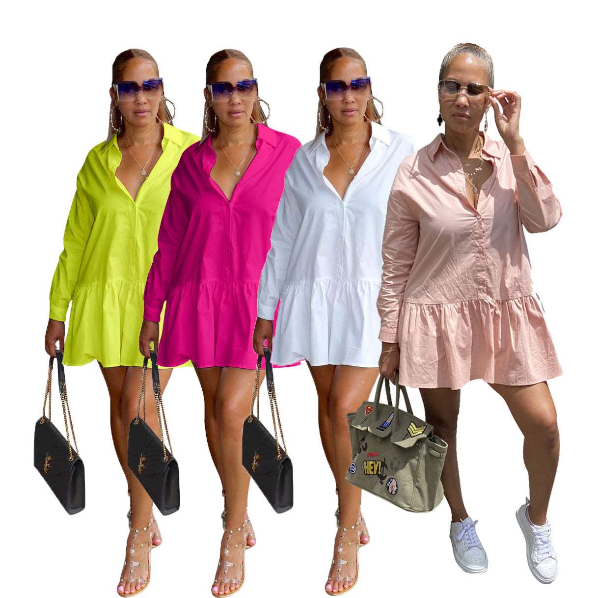 GX186A women's hot casual shirt dress 724GoShop