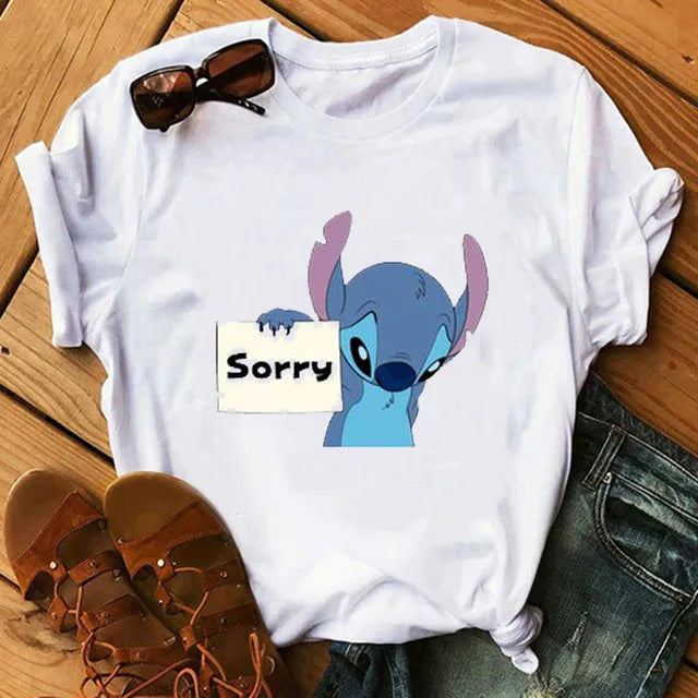 Short Sleeve T Shirt Women Camiseta Lilo Stitch Cartoon Kawaii Tshirt 21 Polyester 724GoShop