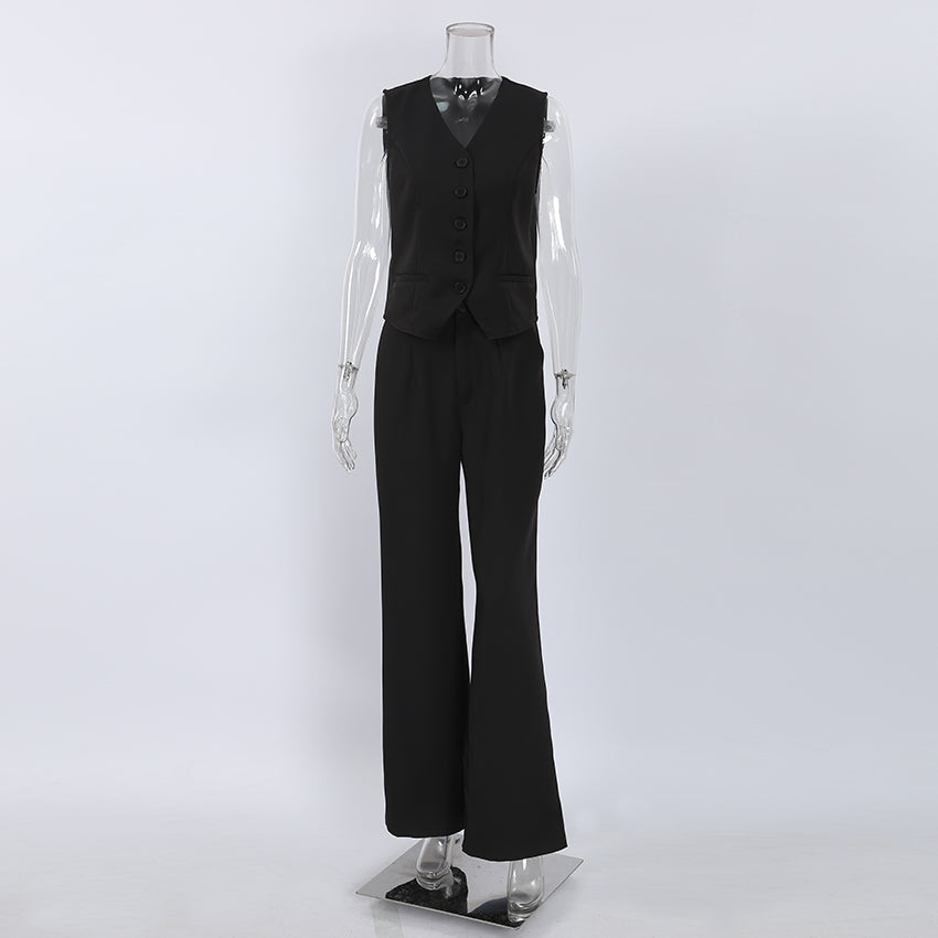 Blazers Tops And Straight Pants Women Business Ladies Suits Black 724GoShop