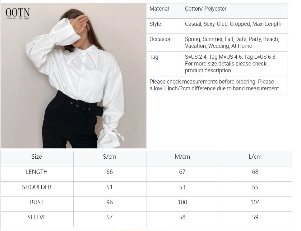 Turn-Down Collar Long Sleeve Lace Up Shirt Elegant White Shirts for Women 724GoShop