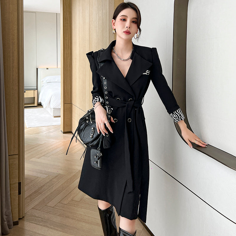 ZYHT 5936 Black Long Trench Coat Winter Clothes for Women 724GoShop