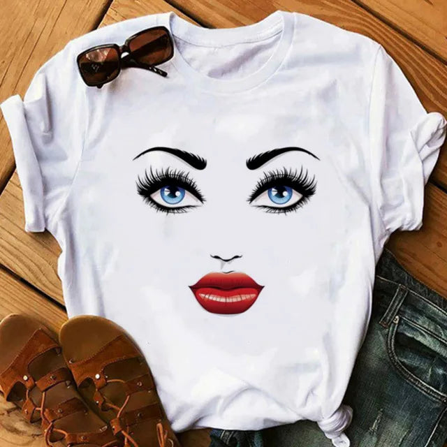 Women eye Lashes Tops Print Ladies Fashion Graphic T-Shirt 15 724GoShop