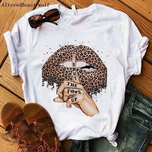 T-Shirt Women'S Short Sleeve Boutique Lip Custom Tshirt Printing Graphic T Shirts 724GoShop