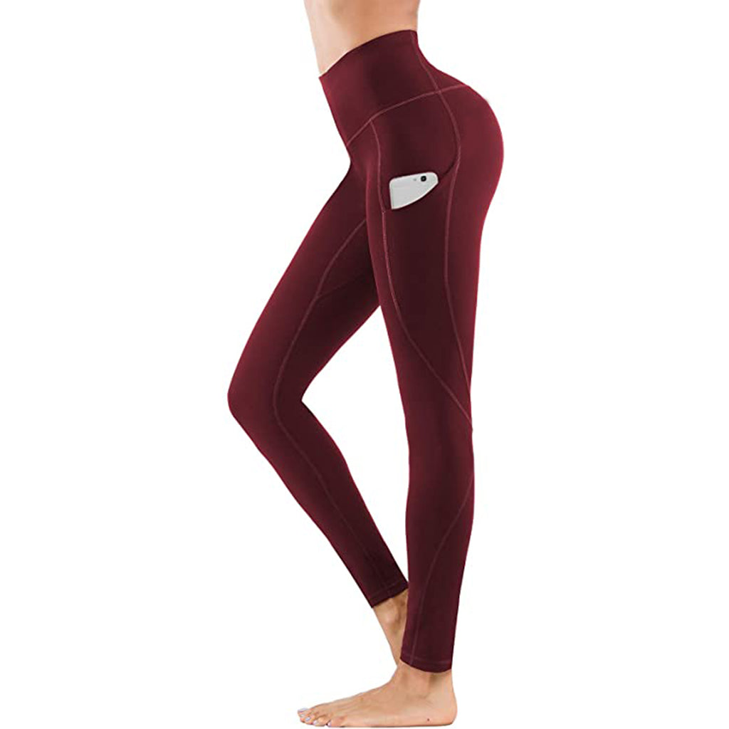 High Waist Yoga Pants with Pockets Red 724GoShop