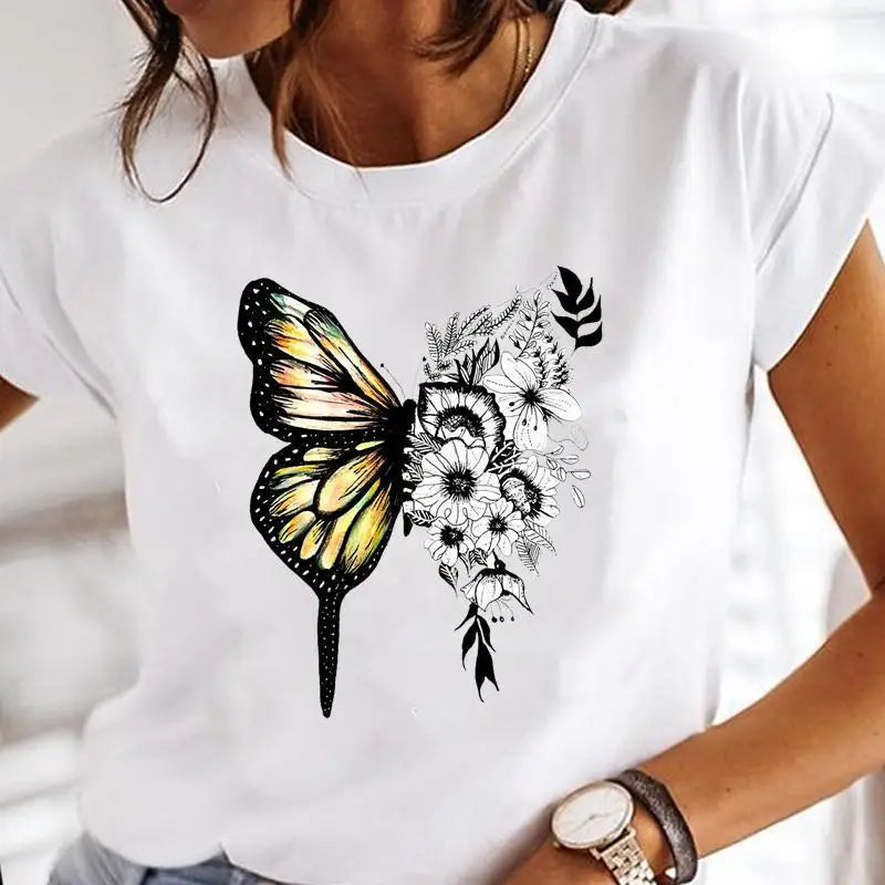 Women Print Clothes Watercolor New Lovely Female Butterfly Tops Graphic T-Shirt Style-1 724GoShop