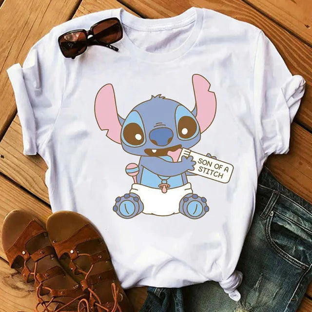 Short Sleeve T Shirt Women Camiseta Lilo Stitch Cartoon Kawaii Tshirt 26 Polyester 724GoShop