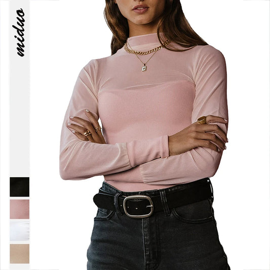 Long Sleeve Ribbed Elegant For Basic Tops Women Latest Ladies Fashion Clothes 724GoShop