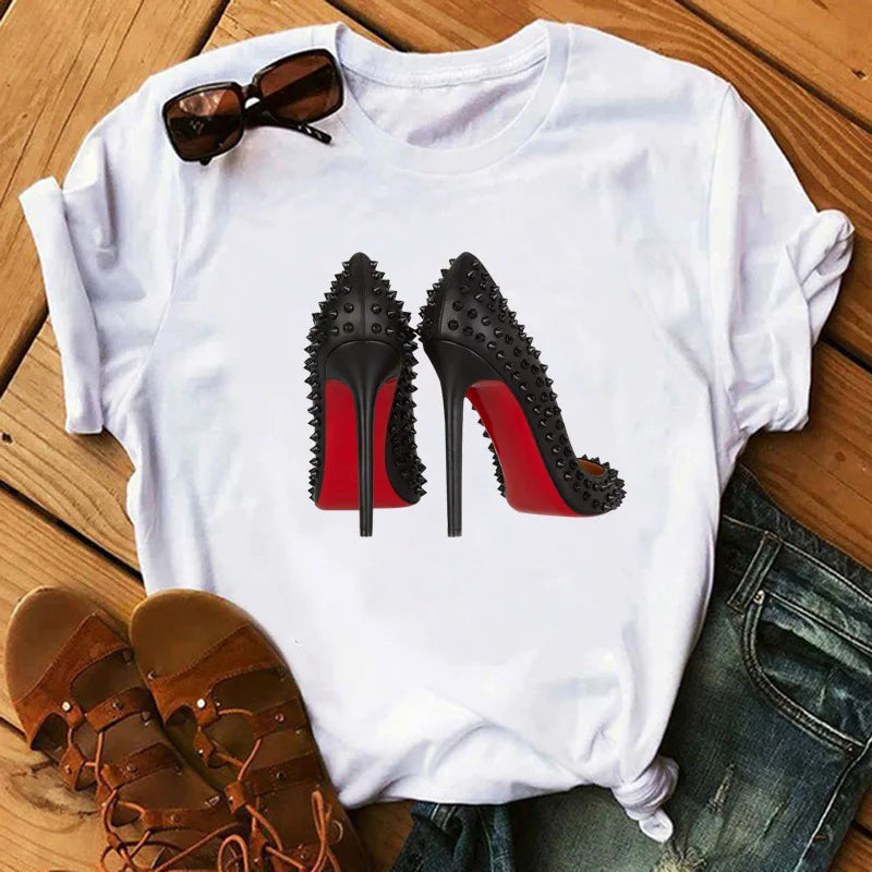 T-Shirt Women'S Short Sleeve Boutique Lip Custom Tshirt Printing Graphic T Shirts 724GoShop