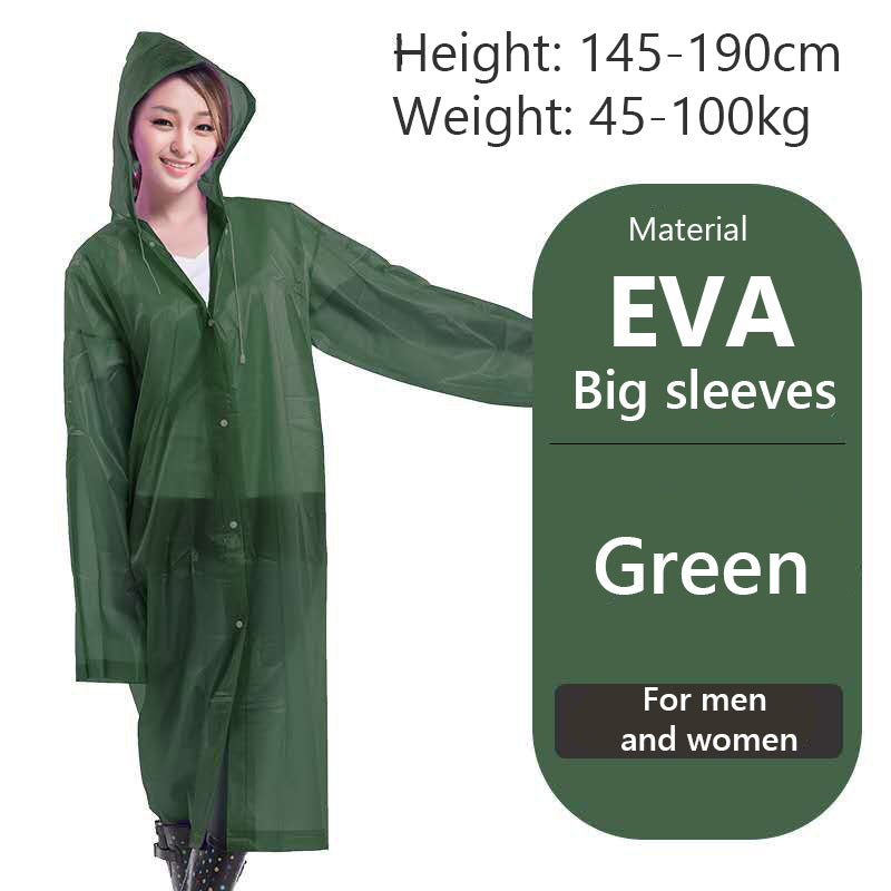 Women Men Impermeable Thickened Waterproof Raincoat Tourism Outdoor Hiking Rain Poncho Raincoat Hooded Rain Coat One Size green 724GoShop