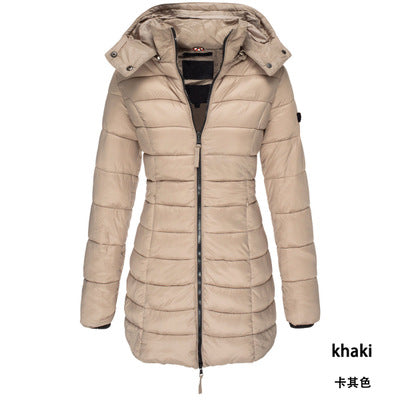 Hooded Women Warm Jacket Fashion khaki 724GoShop