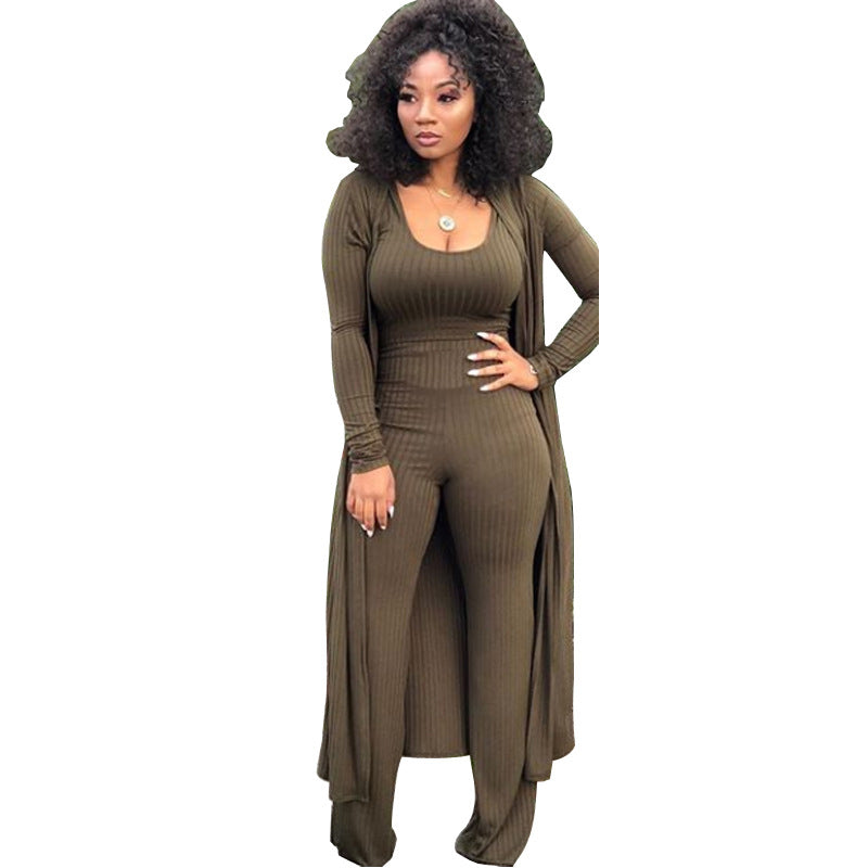 winter clothes for women fall clothing long sleeves three-pieces western women outfit Army Green 724GoShop