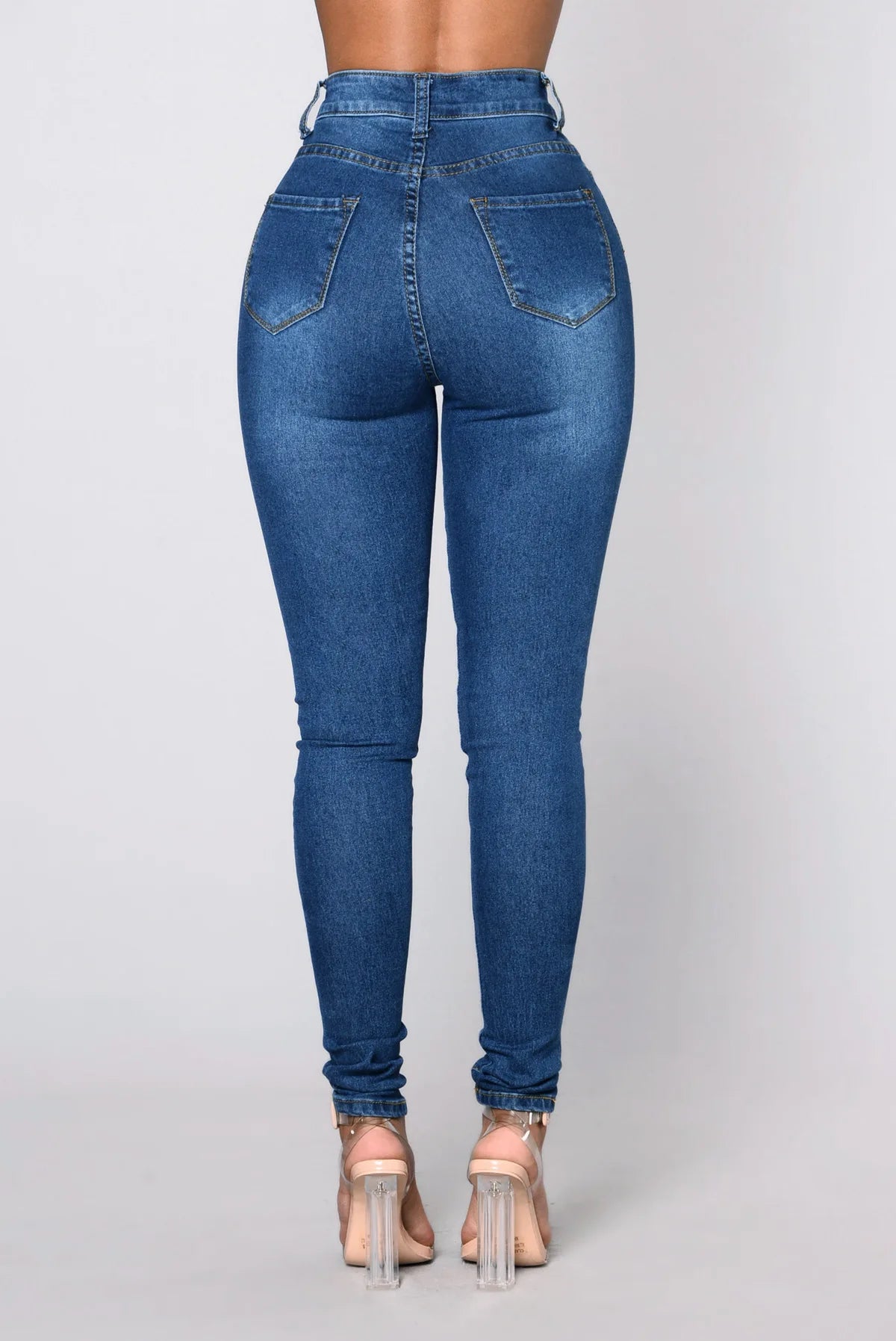 New Fashion Autumn Women Denim Skinny Pants high-Waist Blue Black Slim Elastic Lady Jeans 724GoShop