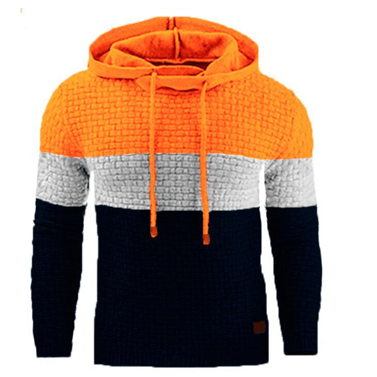 Men Hoodies Jacquard Warm Knitted Male Orange 724GoShop