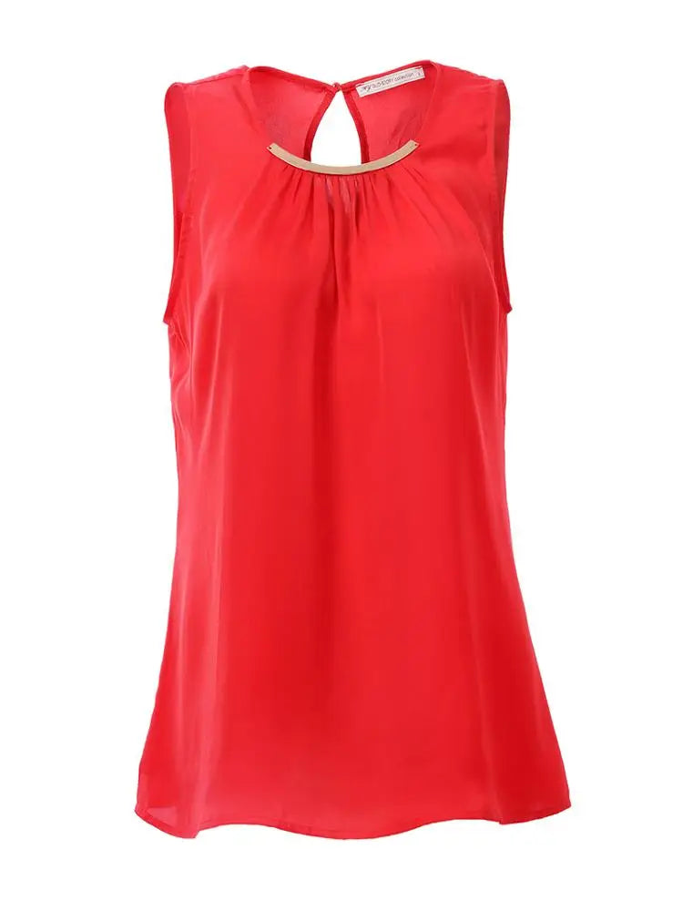 Women's Sleeveless Blouses Women casual fashion Shirts Clothes Red 724GoShop