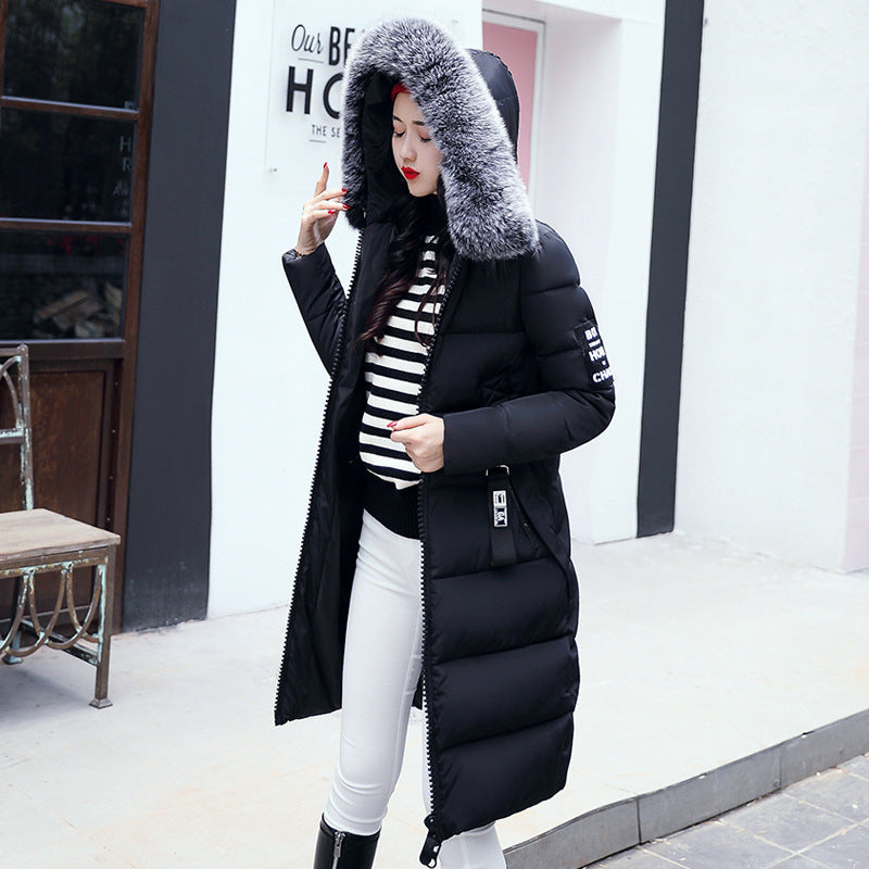 women slim long down winter jackets women coats Black 724GoShop