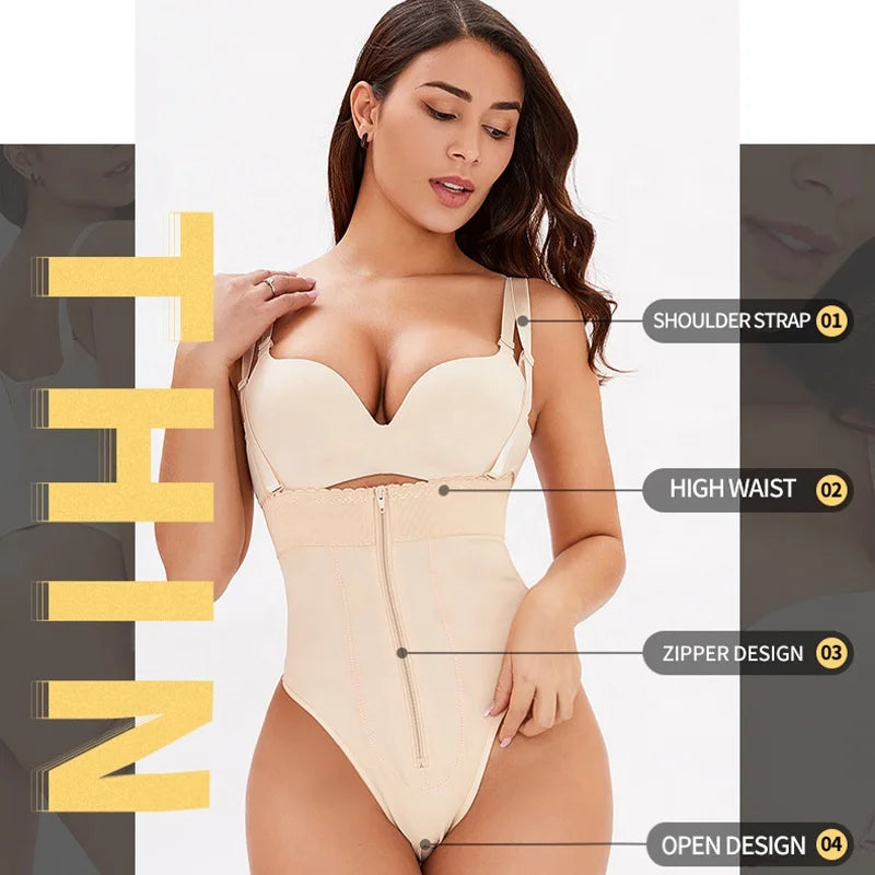 High Waist Brief Tummy Control Panties Thong Waist Trainer Body Shaper Strap Slimming Tummy Shapewear Panty Thong With Zipper 724GoShop