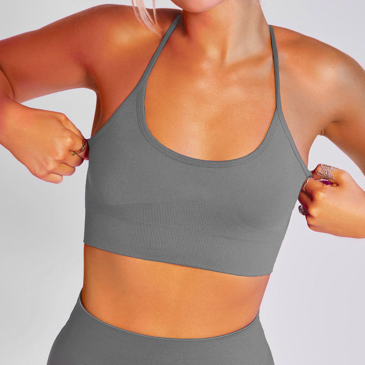 women training sports pant set Gray-sports bra 724GoShop