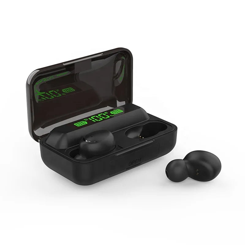 True wireless black earbuds with power bank noise cancelling earphone 724GoShop