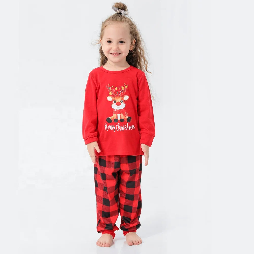 Xmas Winter Warm Soft Pants Pyjamas Blank Cotton Pajamas Set Matching Christmas Pajama for Family 724GoShop