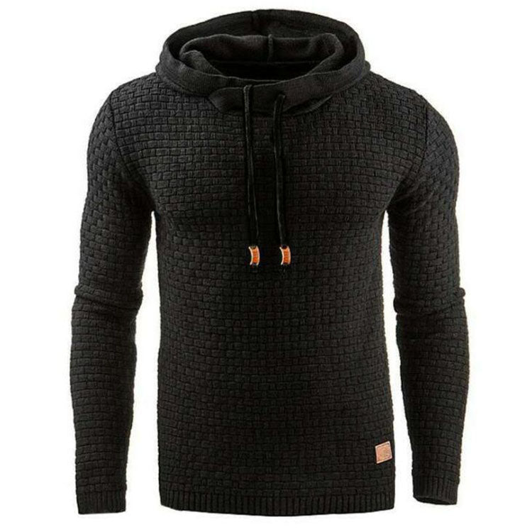 Warm Men Jacquard Fleece Hooded Sweatshirt Autumn Winter Man Hoodie Pullover Long Sleeve Hoodies Male Gym Clothing Black 724GoShop