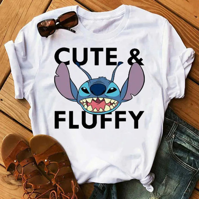 Short Sleeve T Shirt Women Camiseta Lilo Stitch Cartoon Kawaii Tshirt 11 Polyester 724GoShop