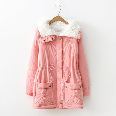 Winter Outerwear Cotton-padded Jacket Medium-long Thin Waist Wadded Jacket Thick Women's Coat Pink 724GoShop