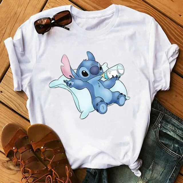 Short Sleeve T Shirt Women Camiseta Lilo Stitch Cartoon Kawaii Tshirt 7 Polyester 724GoShop