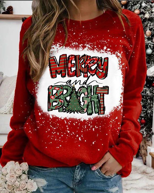 Trendy Women's Winter Sweatshirt New Christmas Fashion Digital Printing Gradient Decoration Breathable Knitted 724GoShop