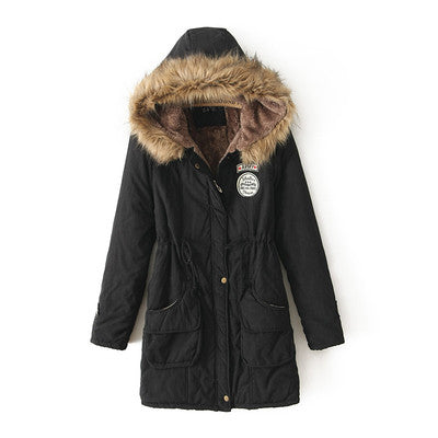 Warm Hooded Parka Jackets for Women black 724GoShop