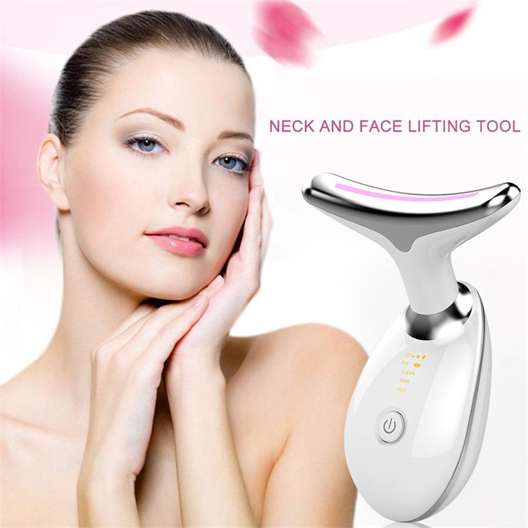 Three Color Light EMS Face And Neck Vibration Massager Lifting Anti Wrinkle Skin Tightening Beauty Equipment 724GoShop